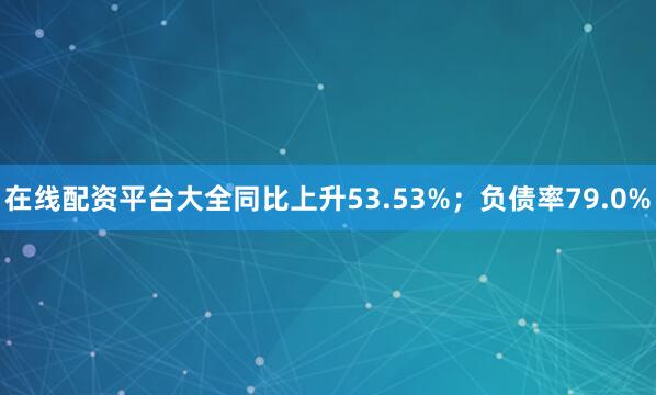 在线配资平台大全同比上升53.53%；负债率79.0%